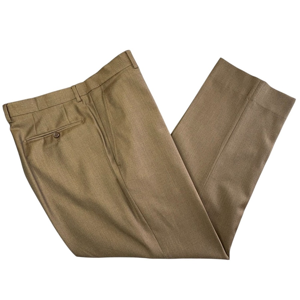 Santorelli Romeo Wool Dress Pants Mens 36x29 Tobacco Brown Trousers Luxury Serge
